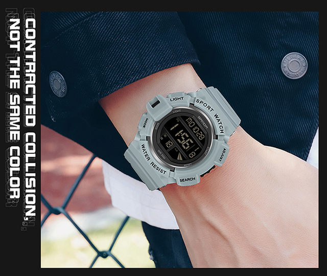 Męski zegarek cyfrowy SANDA 2021 z LED, stoperem i datą - Wianko - 18