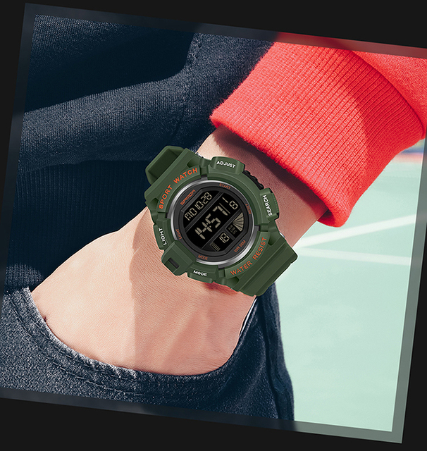 Męski zegarek cyfrowy SANDA 2021 z LED, stoperem i datą - Wianko - 17