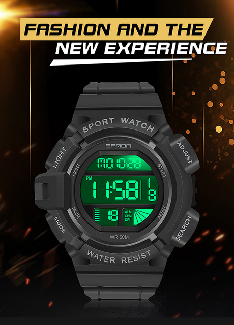 Męski zegarek cyfrowy SANDA 2021 z LED, stoperem i datą - Wianko - 1