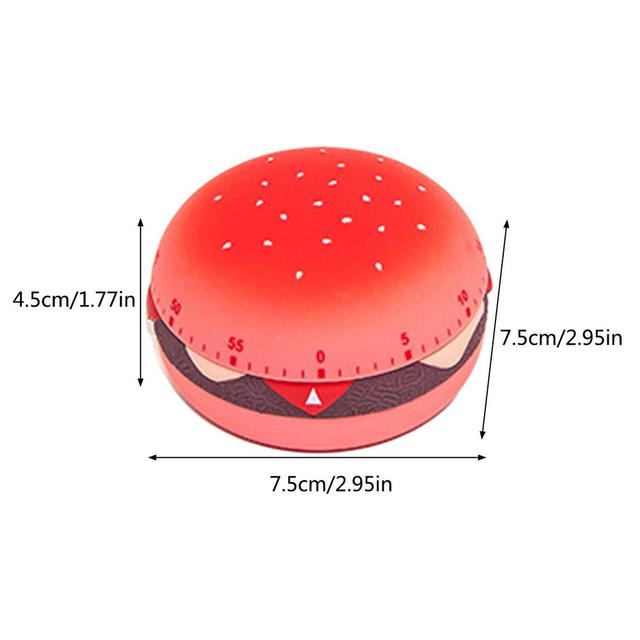 Minutnik kuchenny w kształcie burgera do zarządzania czasem gotowania i pieczenia – mechaniczny timer 60 minut - Wianko - 26