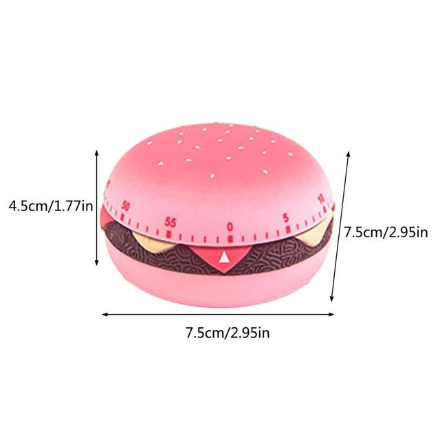 Minutnik kuchenny w kształcie burgera do zarządzania czasem gotowania i pieczenia – mechaniczny timer 60 minut - Wianko - 25