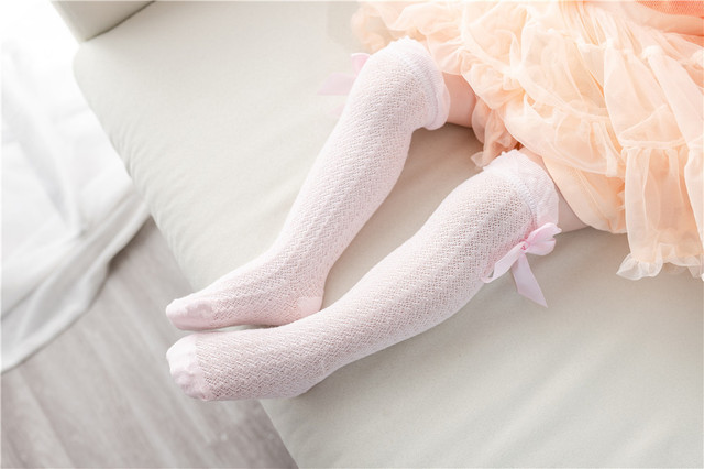 Dziewczęce skarpetki kolana wysokie z siatką dla niemowląt - Wianko - 24