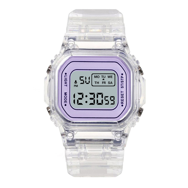Damski zegarek sportowy elektroniczny kwadratowy, przezroczysty, cyfrowy, Reloj Mujer, dla dzieci (Dropshipping) - Wianko - 7