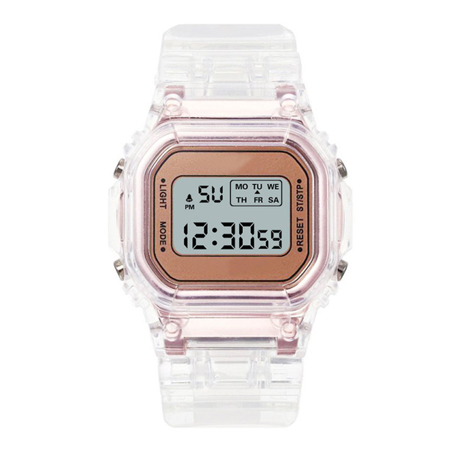 Damski zegarek sportowy elektroniczny kwadratowy, przezroczysty, cyfrowy, Reloj Mujer, dla dzieci (Dropshipping) - Wianko - 6