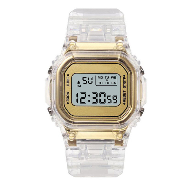 Damski zegarek sportowy elektroniczny kwadratowy, przezroczysty, cyfrowy, Reloj Mujer, dla dzieci (Dropshipping) - Wianko - 4