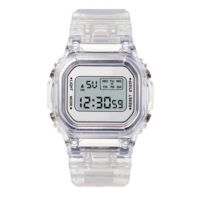 Damski zegarek sportowy elektroniczny kwadratowy, przezroczysty, cyfrowy, Reloj Mujer, dla dzieci (Dropshipping) - Wianko - 5