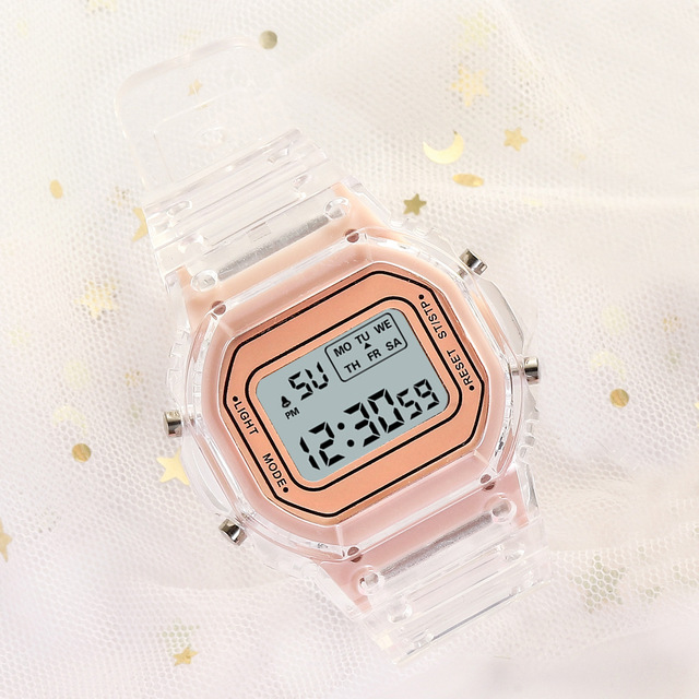 Damski zegarek sportowy elektroniczny kwadratowy, przezroczysty, cyfrowy, Reloj Mujer, dla dzieci (Dropshipping) - Wianko - 10
