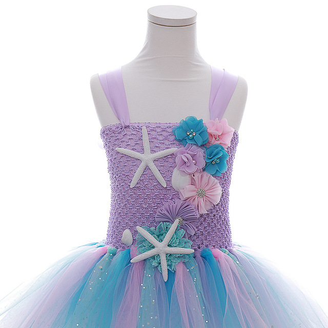 Sukienka księżniczka syrenki Tutu dla dziewczynek na przyjęcie urodzinowe, Halloween i cosplay - rozgwiazda, dzieci kostium syreny 1-12 lat - Wianko - 15