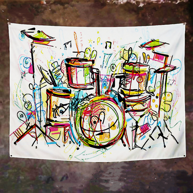Flaga plakat perkusja instrument muzyczny rockowa muzyka bar café home decor - Wianko - 1
