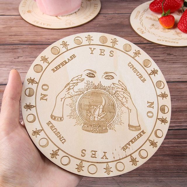 Plakietka ścienne ozdobne do wnętrz - kryształowa sześciokątna z motywem słońca i księżyca, wahadło drewniane, dekoracyjna ścienna tablica z drewnianym wykończeniem - Wianko - 6