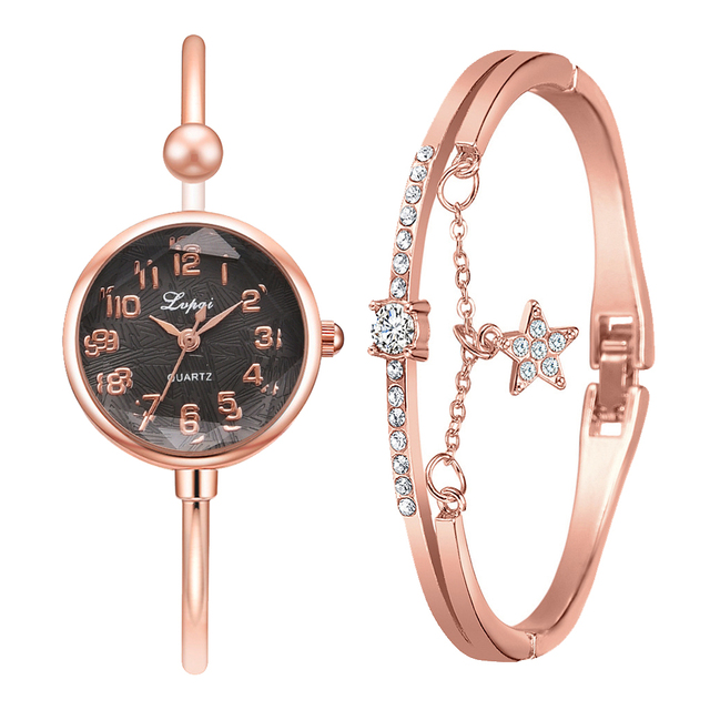 Zegarek kobiety Lvpai - luksusowy, 2 sztuki, kwarcowy z pierścionkiem - Wianko - 14