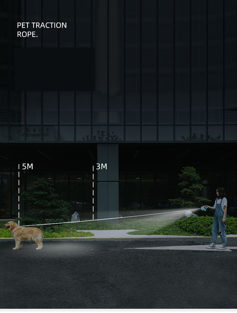 Trwała długa smycz dla psa - 3m/5m ze światłem LED Lope dla dużych psów (+50kg) - Wianko - 6
