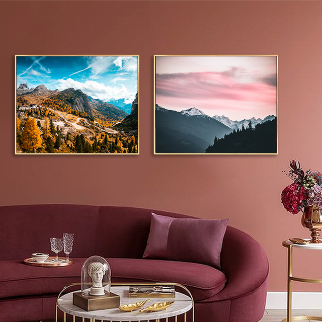 Obraz dekoracyjny - Głęboki błękit nieba - Las górski - Poziomy widok lasu - Wianko - 7