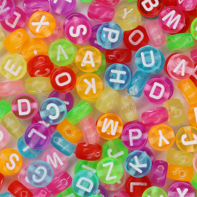 100 sztuk kolorowych mieszanych owalnych akrylowych koralików z literami alfabetu 4*7mm hurtowych, idealnych do tworzenia bransoletek i naszyjników DIY - Wianko - 1