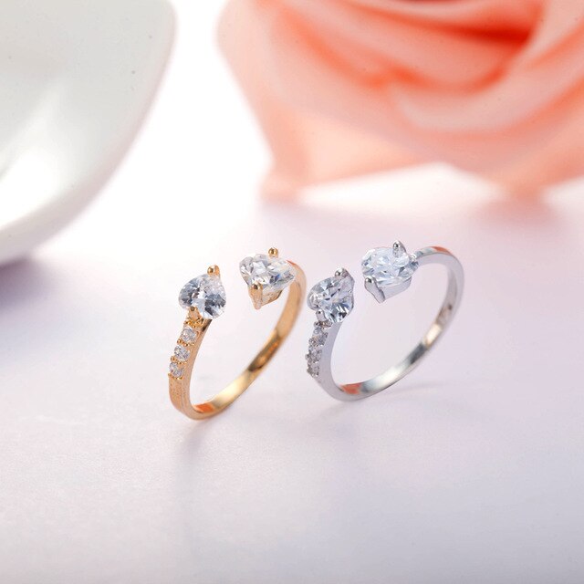 Pierścień serce z kryształem i cyrkoniami w stylu vintage, posrebrzany, dla kobiet - Wianko - 6
