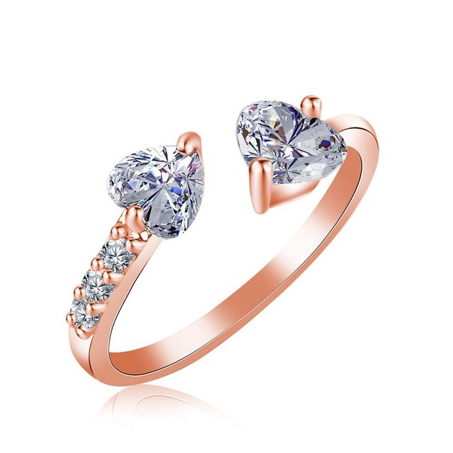 Pierścień serce z kryształem i cyrkoniami w stylu vintage, posrebrzany, dla kobiet - Wianko - 2
