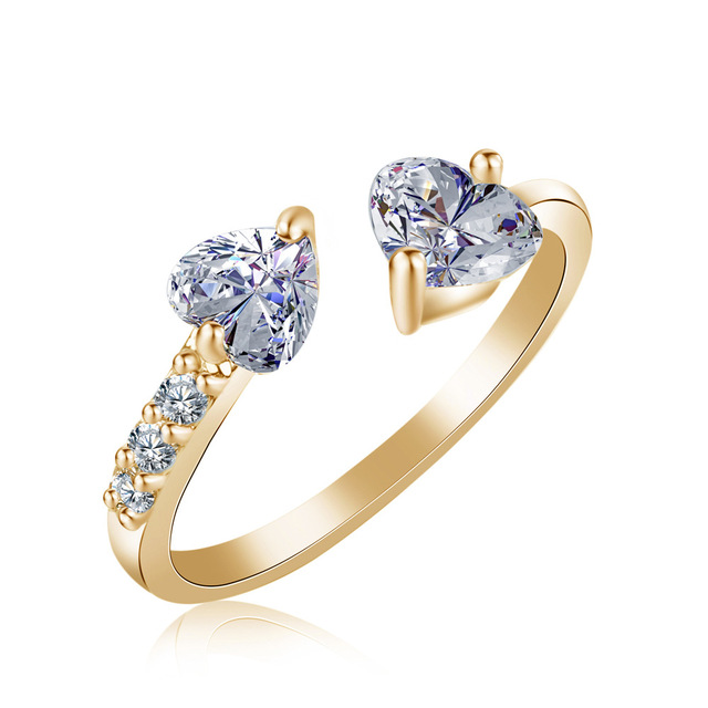 Pierścień serce z kryształem i cyrkoniami w stylu vintage, posrebrzany, dla kobiet - Wianko - 3