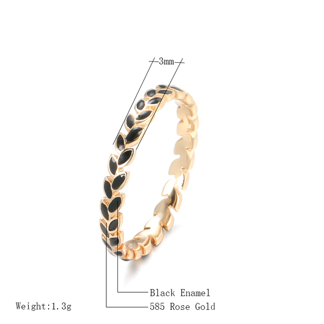 Pierścionek Kinel 2021 - modny, wykonany z różowego złota, zdobiony koreańskim białym emaliowanym liściem - biżuteria ślubna - Wianko - 6