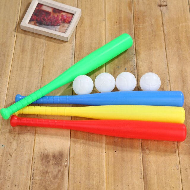 Zestaw 4 dziecięcych kijów bejzbolowych Softball z plastikowym nietoperzem i miękką piłką do baseballa - zabawka dla dzieci w wieku przedszkolnym do gry na świeżym powietrzu - Wianko - 2