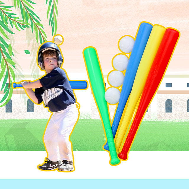 Zestaw 4 dziecięcych kijów bejzbolowych Softball z plastikowym nietoperzem i miękką piłką do baseballa - zabawka dla dzieci w wieku przedszkolnym do gry na świeżym powietrzu - Wianko - 10