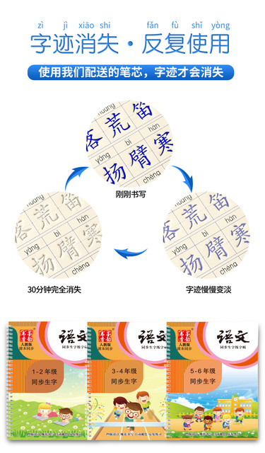 Nowoczesny zestaw kaligrafii z chińskimi znakami - dla początkujących, 3 sztuki w jednym, 3D Groove Copybook Han Zi Miao Hong - Wianko - 5