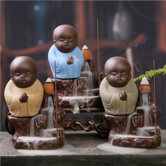Kadzidełko Mały Mnich z Wodospadem - Kij Kadzidło Stożki Palnika Mini Craft - Dekoracja Do Domu - Buddyjski Mały Budda - Wianko - 3