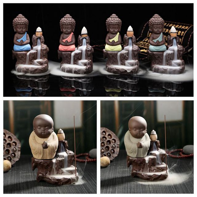 Kadzidełko Mały Mnich z Wodospadem - Kij Kadzidło Stożki Palnika Mini Craft - Dekoracja Do Domu - Buddyjski Mały Budda - Wianko - 1
