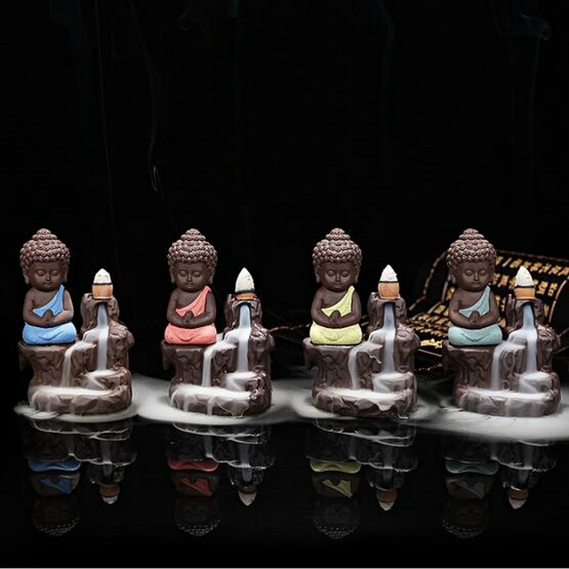 Kadzidełko Mały Mnich z Wodospadem - Kij Kadzidło Stożki Palnika Mini Craft - Dekoracja Do Domu - Buddyjski Mały Budda - Wianko - 2