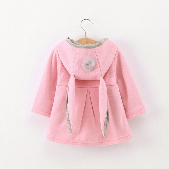 Warm Nowej jesienno-zimowej kreskówkowy płaszcz z kapturem z królikiem dla dziewczynek - Wianko - 3