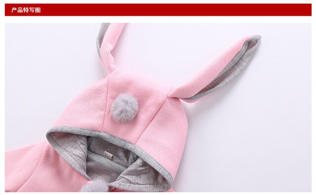 Warm Nowej jesienno-zimowej kreskówkowy płaszcz z kapturem z królikiem dla dziewczynek - Wianko - 10