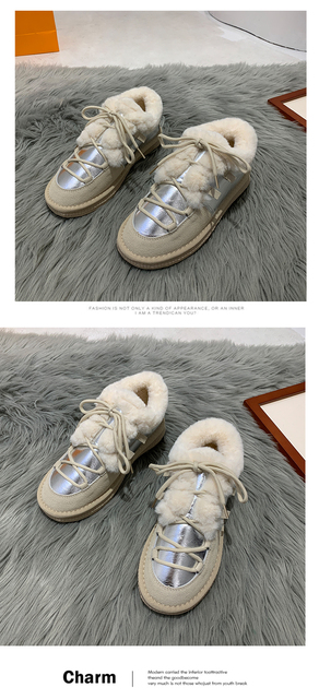 Damskie buty śniegowe zimowe 2020 plus aksamitne, grube, ciepłe, wodoodporne, sznurowane, bawełniane - Wianko - 12