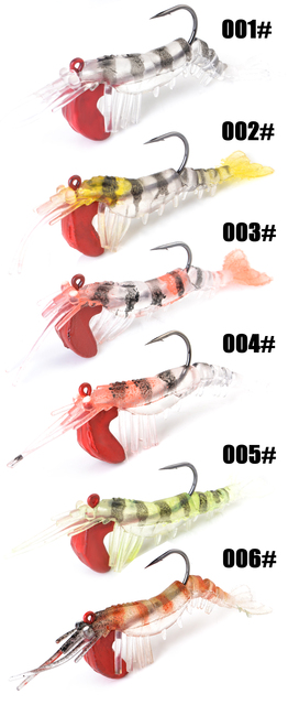 Miękkie krewetki przynęty FISH KING - 3 sztuki, 7cm/7g i 10cm/14.5g - Bioniczne przynęty z hakiem - Wianko - 3