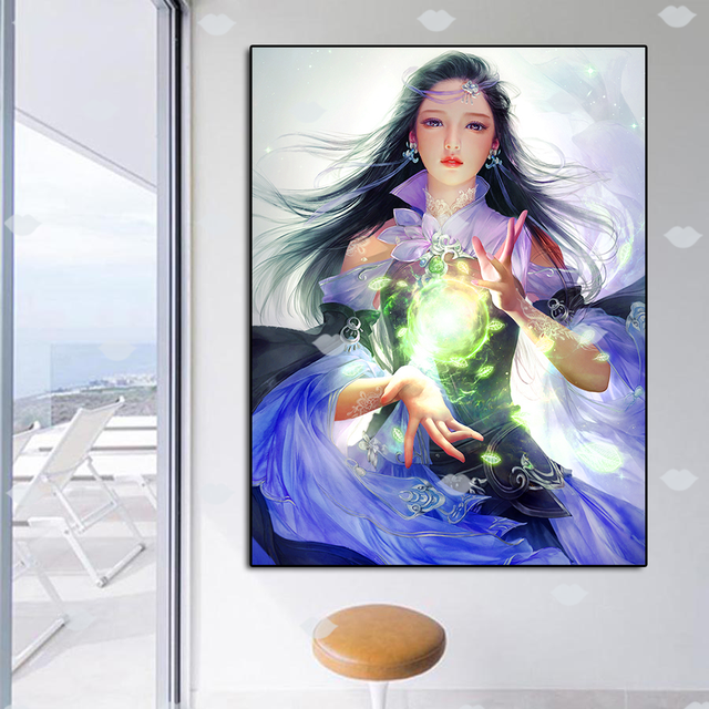Obraz z diamentami 5D orientalna Fantasy - haft DIY, kobieta, kwadraciki w kształcie okręgów - Wianko - 2