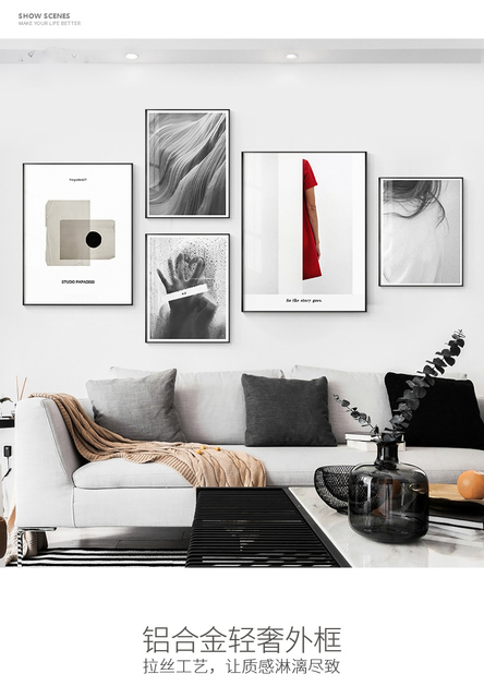 Malarstwo plakaty i wydruk w czarno-białym minimalistycznym stylu do salonu i sypialni - Abstrakcyjne spotkanie serca na płótnie - Wianko - 4