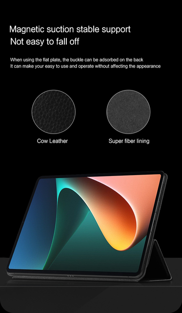 Smart Case skóra bydlęca do tabletu XiaoMi Pad 5 Pro 11 2021 - magnetyczna osłona adsorpcyjna z MiPad 5 Pro MiPad5 - skórzana powłoka - Wianko - 4