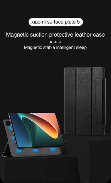 Smart Case skóra bydlęca do tabletu XiaoMi Pad 5 Pro 11 2021 - magnetyczna osłona adsorpcyjna z MiPad 5 Pro MiPad5 - skórzana powłoka - Wianko - 1