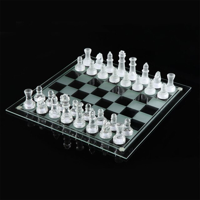 Szklane międzynarodowe szachy z kryształowymi figurami - Wianko - 1