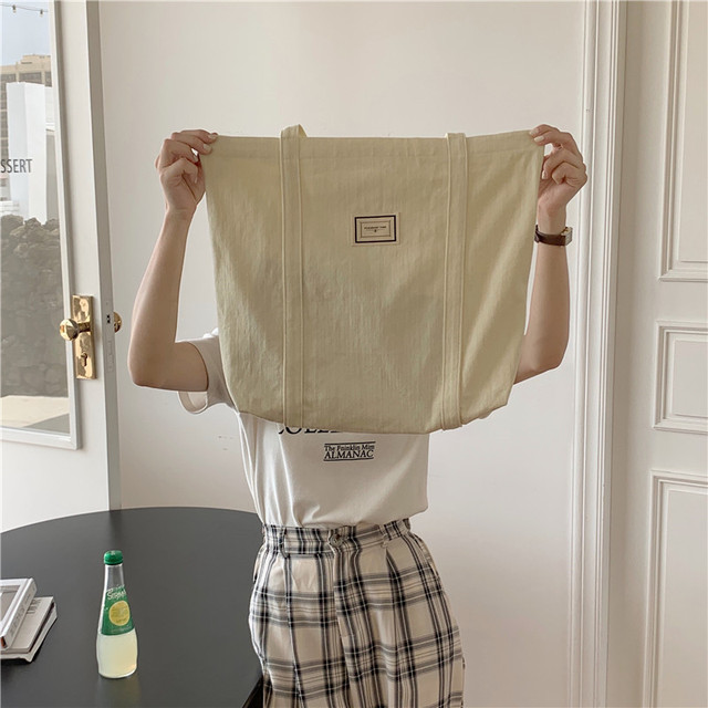Płócienna bawełniana torba na ramię dla kobiet - prosta, pojemna torba na zakupy, książki i akcesoria eko-friendly - Wianko - 9
