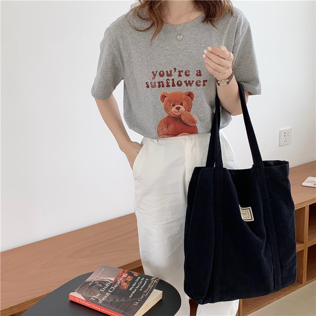 Płócienna bawełniana torba na ramię dla kobiet - prosta, pojemna torba na zakupy, książki i akcesoria eko-friendly - Wianko - 15