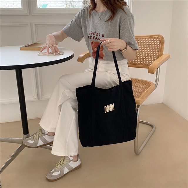 Płócienna bawełniana torba na ramię dla kobiet - prosta, pojemna torba na zakupy, książki i akcesoria eko-friendly - Wianko - 17
