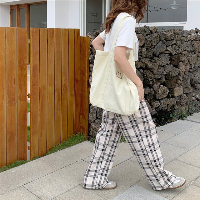 Płócienna bawełniana torba na ramię dla kobiet - prosta, pojemna torba na zakupy, książki i akcesoria eko-friendly - Wianko - 23