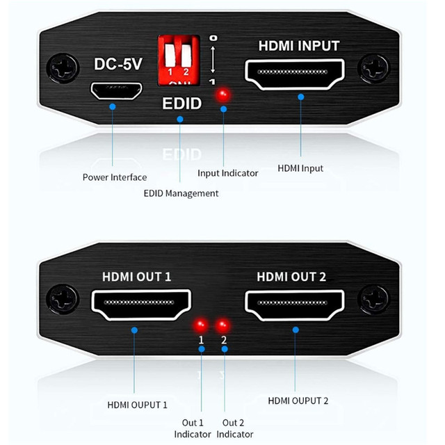 Rozdzielacz HDMI 1 w 2 z kablem przesyłowym 4K @ 60Hz HDR HDCP 2.2 - Wianko - 3