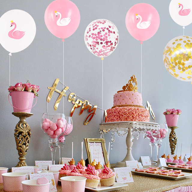 Zestaw 10/15 sztuk lateksowych balonów 12 cali z nadrukiem łabędzia w kolorach różowym i białym - idealne do dekoracji na Baby Shower, urodziny i wesela - Wianko - 8