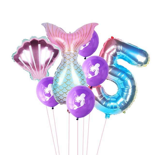 Partia 8 sztuk syrenkowych balonów foliowych z numerami 1-9 na urodziny dzieci - dla 1, 2, 3, 4, 5, 6, 7, 8 lub 9 lat - Wianko - 10