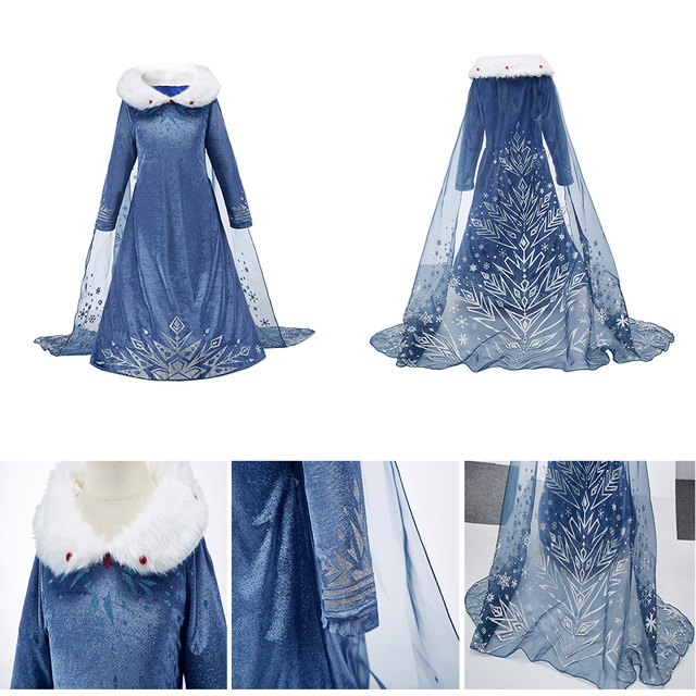 Sukienka dla dziewczynki Królowa Śniegu 2 - kostium Elsa, długi rękaw, idealna na karnawał i inne imprezy - Wianko - 14