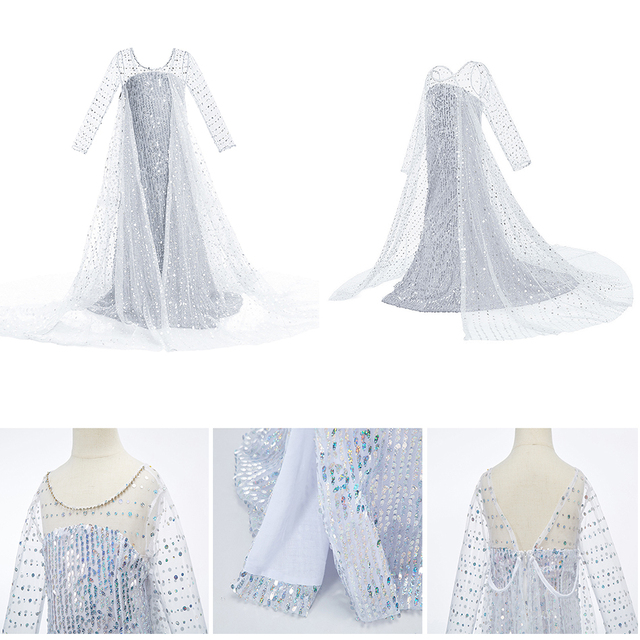 Sukienka dla dziewczynki Królowa Śniegu 2 - kostium Elsa, długi rękaw, idealna na karnawał i inne imprezy - Wianko - 4
