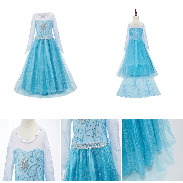 Sukienka dla dziewczynki Królowa Śniegu 2 - kostium Elsa, długi rękaw, idealna na karnawał i inne imprezy - Wianko - 8