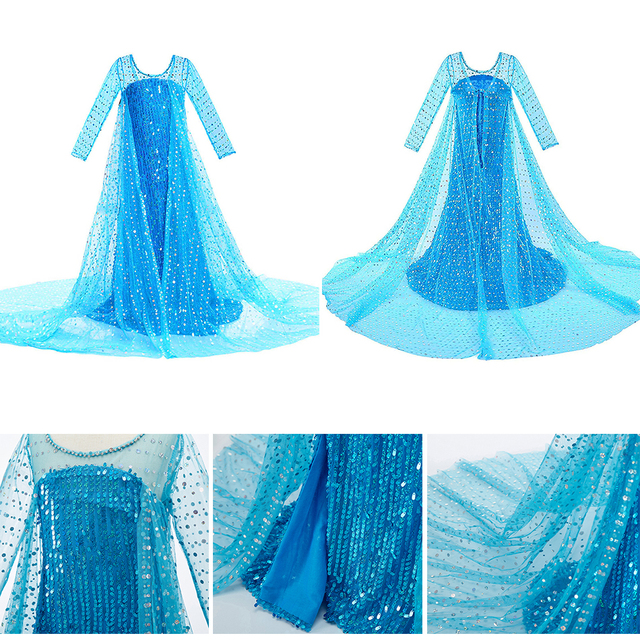Sukienka dla dziewczynki Królowa Śniegu 2 - kostium Elsa, długi rękaw, idealna na karnawał i inne imprezy - Wianko - 2