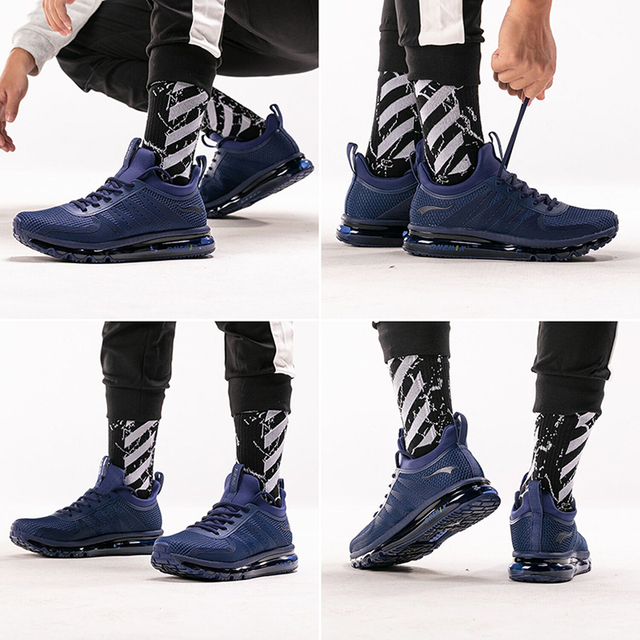 Czarne buty do biegania Onemix zwiększające wysokość dla mężczyzn z amortyzacją, zasznurowane - Wianko - 13