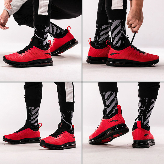 Czarne buty do biegania Onemix zwiększające wysokość dla mężczyzn z amortyzacją, zasznurowane - Wianko - 14
